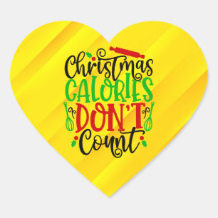 Pegatina En Forma De Corazón Diseño divertido de Navidad donde las calorías no 