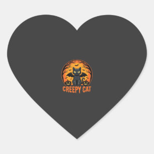 Pegatina En Forma De Corazón Diseño gráfico de gato espeluznante de Halloween m