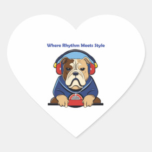 Pegatina En Forma De Corazón Diseño gráfico inspirado en la música y el perro