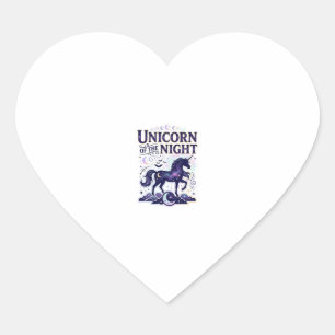 Pegatina En Forma De Corazón Diseño Gráfico Unicornio de la Noche Zazzle Design