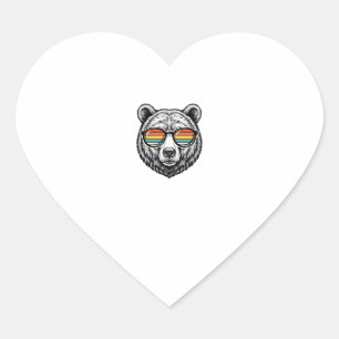 Pegatina En Forma De Corazón Diseño gráfico vectorial de gafas de sol de oso vi
