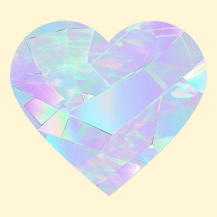 Pegatina En Forma De Corazón Diseño iridiscente azul verdoso y púrpura
