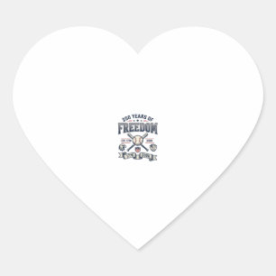 Pegatina En Forma De Corazón Diseño Patriótico de Béisbol 250 Años de Libertad_