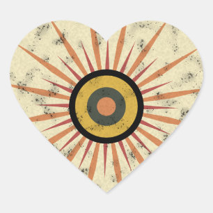 Pegatina En Forma De Corazón Diseño Retro Boho de Estallido Solar