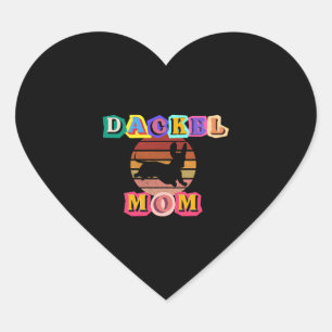 Pegatina En Forma De Corazón Diseño retro de Dachshund Motiv MOM