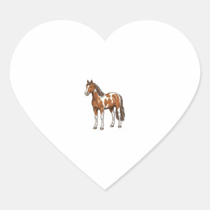 Pegatina En Forma De Corazón Diseño vectorial de caballo Pinto grabado vintage_