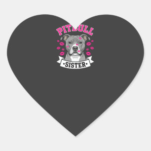 Pegatina En Forma De Corazón Diseño Vectorial de Hermana Amante de Pitbull