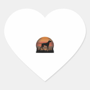 Pegatina En Forma De Corazón Diseño vectorial de perro de caza vintage atardece