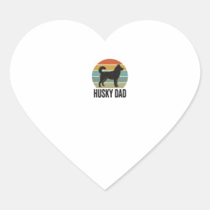 Pegatina En Forma De Corazón Diseño vectorial de perro retro Husky papá vintage