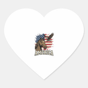 Pegatina En Forma De Corazón Diseño vectorial patriótico águila caballo Vintage