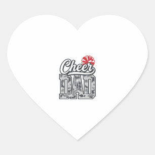 Pegatina En Forma De Corazón Diseño vectorial vintage camuflaje Cheer Dad Pom_1