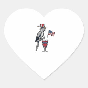 Pegatina En Forma De Corazón Diseño vectorial vintage de cóctel de loro patriót