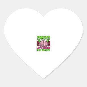 Pegatina En Forma De Corazón Diseño Vintage de Terror de Cerebros de Amor Zombi