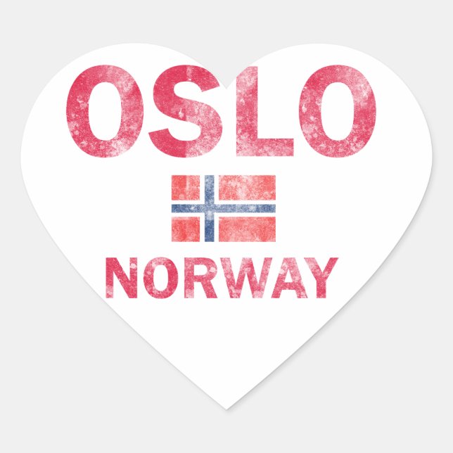 Pegatina En Forma De Corazón Diseños de Oslo Noruega (Anverso)