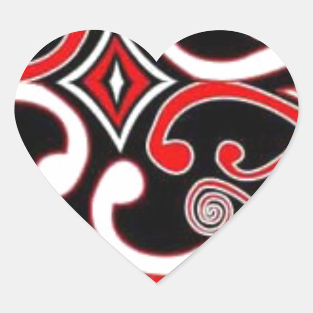 Pegatina En Forma De Corazón diseños maoríes (Anverso)