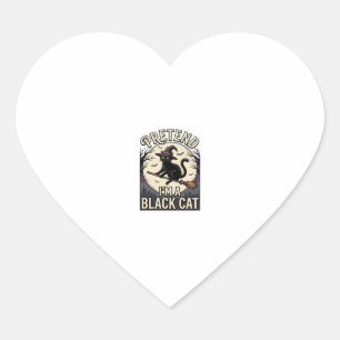 Pegatina En Forma De Corazón Disfraz de Gato Negro Vintage Camiseta de Bruja de
