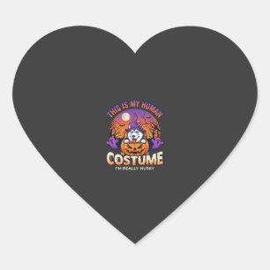 Pegatina En Forma De Corazón Disfraz Humano Husky Calabaza Halloween Fantasmas_