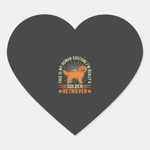 Pegatina En Forma De Corazón Disfraz humano vintage de Golden Retriever para Ha