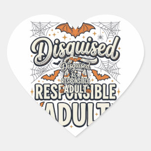 Pegatina En Forma De Corazón Disfrazado de adulto responsable Halloween Vector