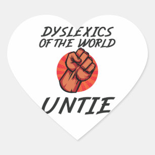 Pegatina En Forma De Corazón Disléxica del regalo de la dislexia del mundo