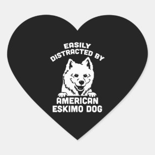 Pegatina En Forma De Corazón Distraído Fácilmente Por Los Perros Eskimo Estadou