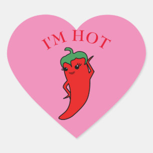 Pegatina En Forma De Corazón Diva personalizada de pimiento chili Kawaii