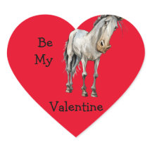 Divertido caballo sé mi pegatina de San Valentín.