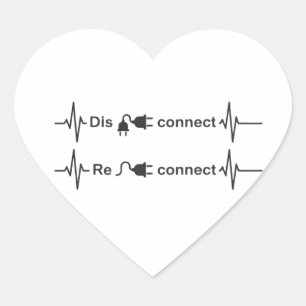 Pegatina En Forma De Corazón Divertido Desconectar para Reconectar Minimalista