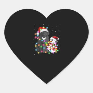 Pegatina En Forma De Corazón Divertido perro de Terranova Navidades Snowman L