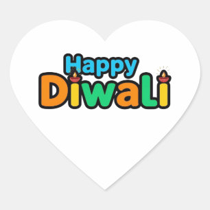 Pegatina En Forma De Corazón Diwali – El Colorido Festival de Luz y Alegría