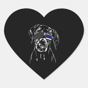 Pegatina En Forma De Corazón Doberman Pinscher Línea Azul Gafas de sol K9 perro