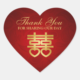 Pegatina En Forma De Corazón Doble felicidad china "gracias"