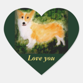Pegatina En Forma De Corazón Dog Art Cute Corgi Love Personalizado