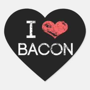 Pegatina En Forma De Corazón Dolorosos Pegatinas del corazón de "I love Bacon"