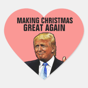 PEGATINA EN FORMA DE CORAZÓN DONALD TRUMP NAVIDEÑA, GRANDES DE NUEVO