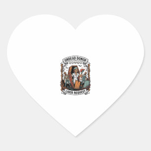 Pegatina En Forma De Corazón Donante de órganos zombie grabado vintage camiseta