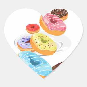 Pegatina En Forma De Corazón Donuts