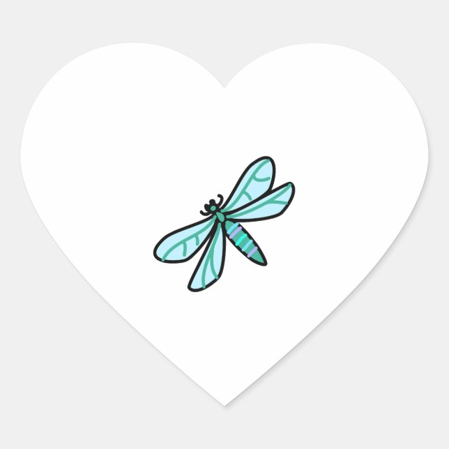 Pegatina En Forma De Corazón doodle a Dragonfly (Anverso)