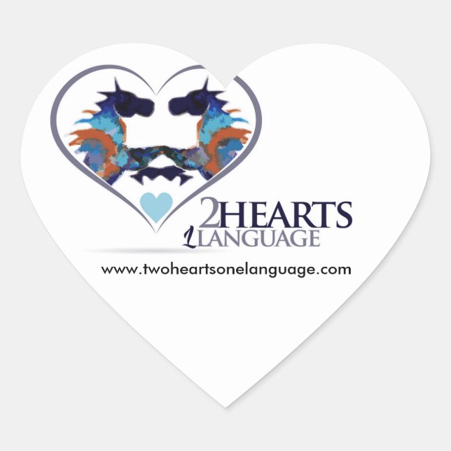 Pegatina En Forma De Corazón Dos corazones un idioma (Anverso)