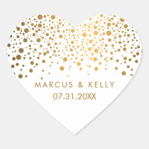 Pegatina En Forma De Corazón Dots de oro Confetti BODA