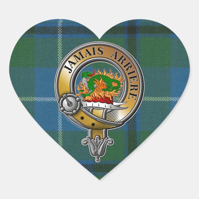 Pegatina En Forma De Corazón Douglas Tartan & Badge (Anverso)