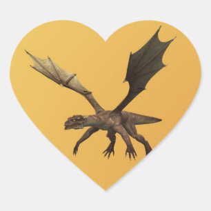 Pegatina En Forma De Corazón Dragón