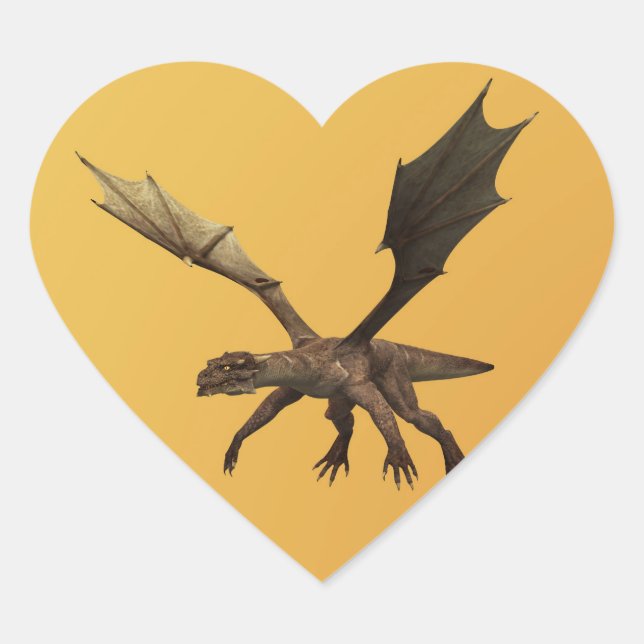 Pegatina En Forma De Corazón Dragón (Anverso)