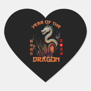 Pegatina En Forma De Corazón Dragón del Zodiaco Chino 2024