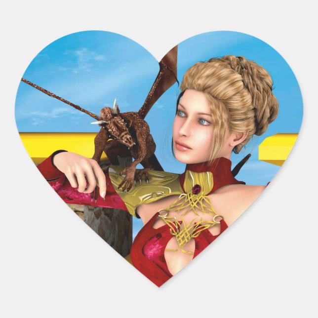 Pegatina En Forma De Corazón Dragon Lady (Anverso)