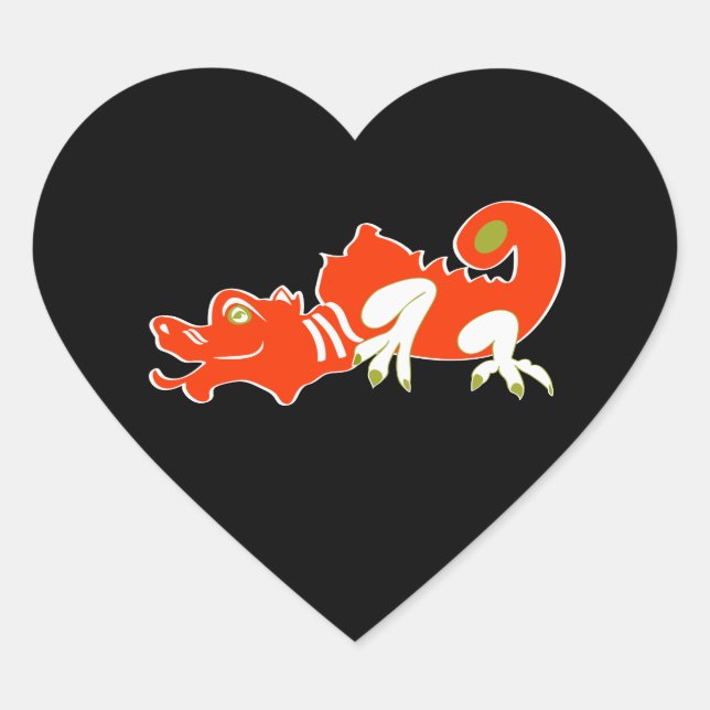 Pegatina En Forma De Corazón Dragón rojo (Anverso)