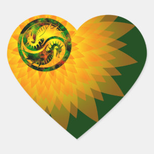 Pegatina En Forma De Corazón Dragon Yin Yang