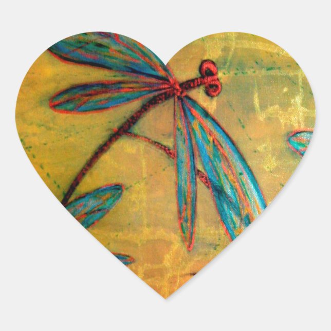 Pegatina En Forma De Corazón Dragonfly Haze (Anverso)