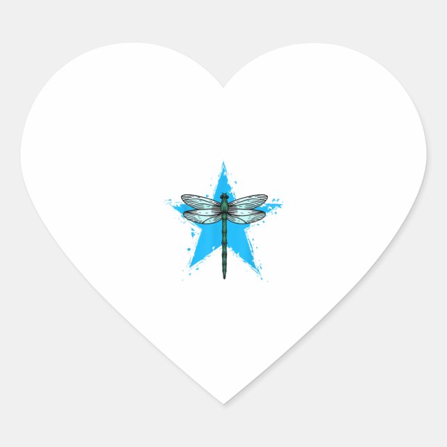 Pegatina En Forma De Corazón Dragonfly Star Design Insect Love Lover Dragonflie (Anverso)