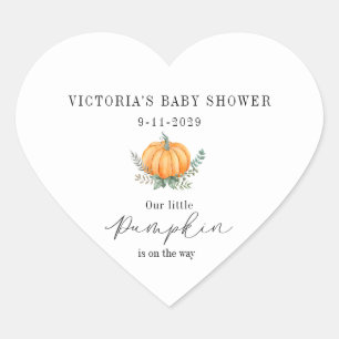 Pegatina En Forma De Corazón Ducha de bebé: Little Pumpkin está en camino